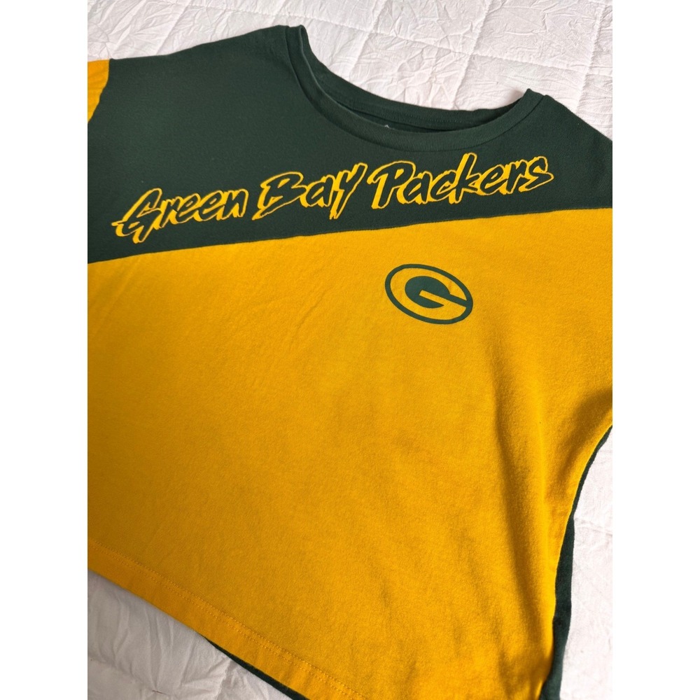 Green Bay Packers Cropped T Shirt NFL Small Cheesehead - Picture 2 of 7